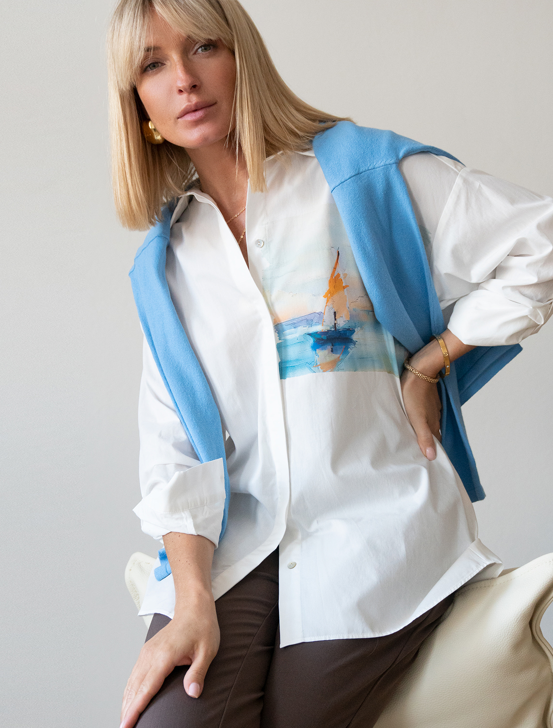 картинка Блузка женская белый_парус магазин Одежда+ являющийся официальным дистрибьютором в России 