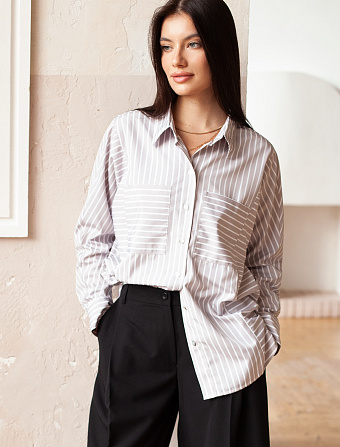картинка Блузка женская белый-бежевый магазин Одежда+ являющийся официальным дистрибьютором в России 