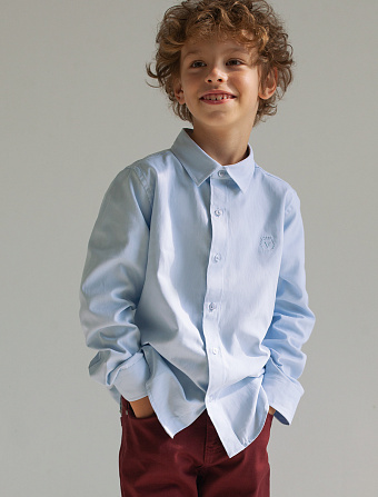 картинка Сорочка для мальчиков голубой текстура магазин Одежда+ являющийся официальным дистрибьютором в России 